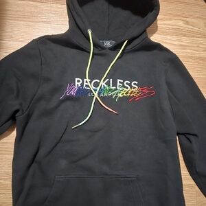 Rare Young & Reckless Black Hoodie with Multicolor Logo